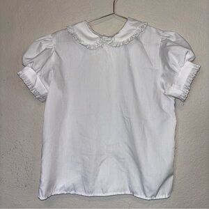 Chocolate White Kids Blouse with Ruffled Details